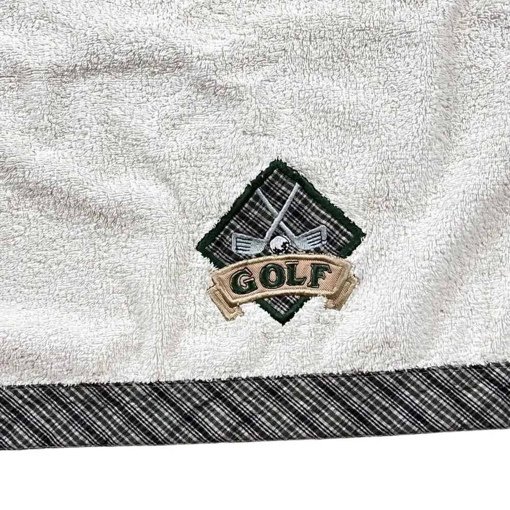 2 Millennium by 1888 Mills Golf Bath Towels Cotton 46x27 Fluffy Plaid Embroider